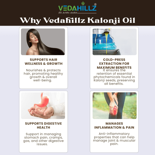 Vedahillz Cold Pressed Kalonji Oil Sourced from Premium Natural Seeds